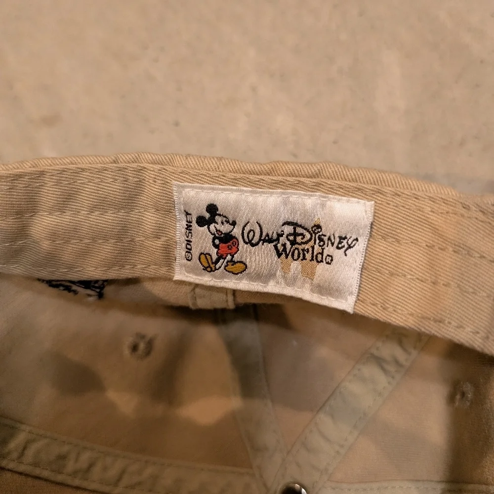 VTG Mickey Golf Strapback Hat Tan Embroidery
